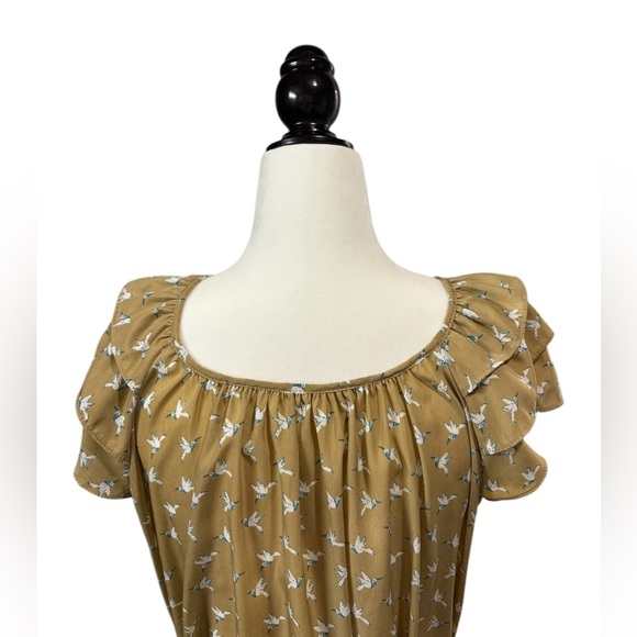 Blu Pepper, Chic Knee-Length Printed Dress, Medium, Tan, White - Picture 9 of 12